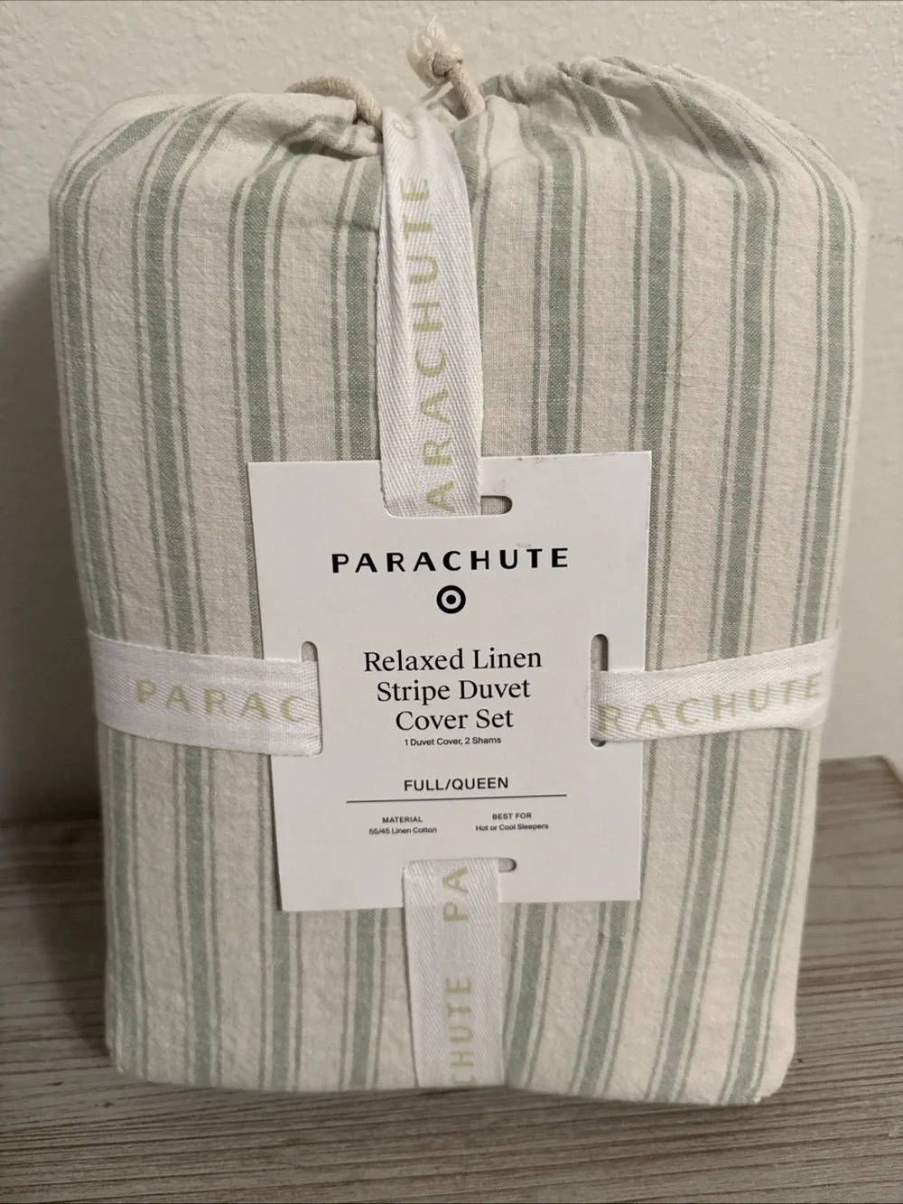 Relaxed Linen Stripe Duvet Cover & Sham Set - Parachute Full/Queen Jade Color